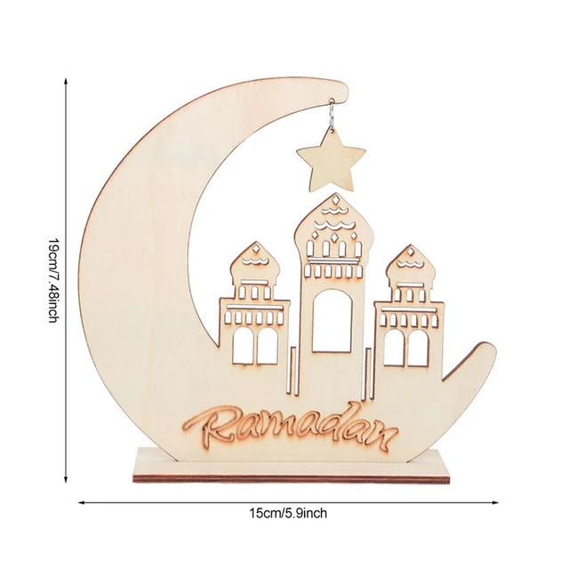 New Wooden EID Mubarak Decoration Ramadan Mubarak Ornaments Islamic Muslim Pendant Eid Al Adha Party Supplies Ramadan Kareem Gif