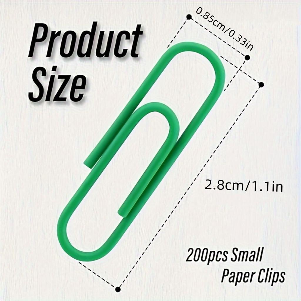 200pcs Color Paper Clip Small Size, Decorative Paper Clip Office School Home File Organization