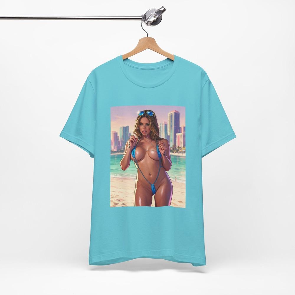 Футболка с пин-ап принтом Rachel Roxxx Bikini | Футболка с графическим принтом GTA 6 Streetwear