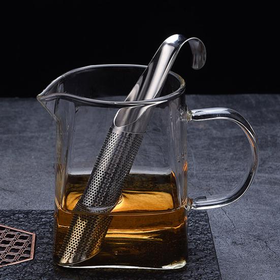 Tea Strainer Fine Mesh Heat-resistant with Hook Non-slip Percolating Portable Stainless Steel Pipe Shape Hanging