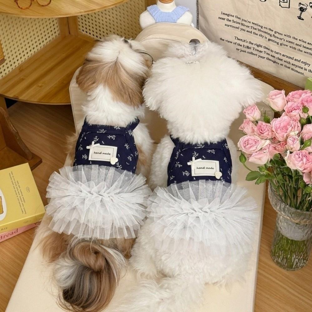 Small Flowers Puppy Tutu Dress Korean Style Pet Apparel New Dog Princess Dress  for Kittens