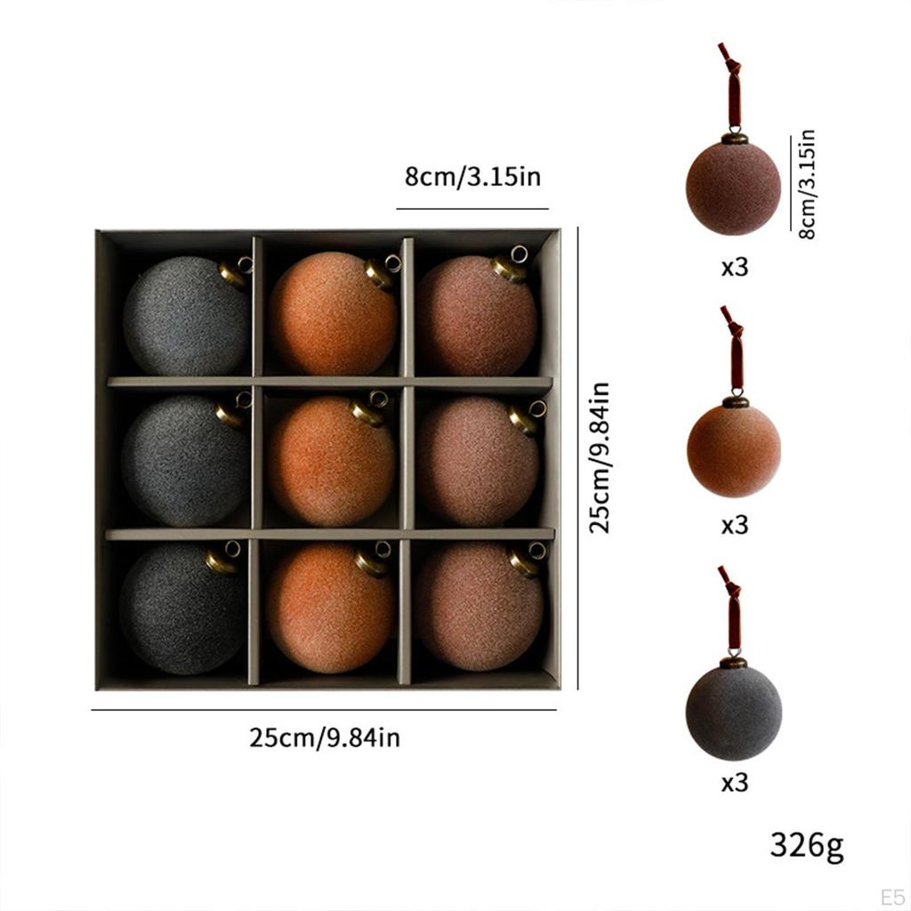 9 штук елочных украшений бархатный шар классический 3,15 дюйма разноцветный прочные подвесные шары