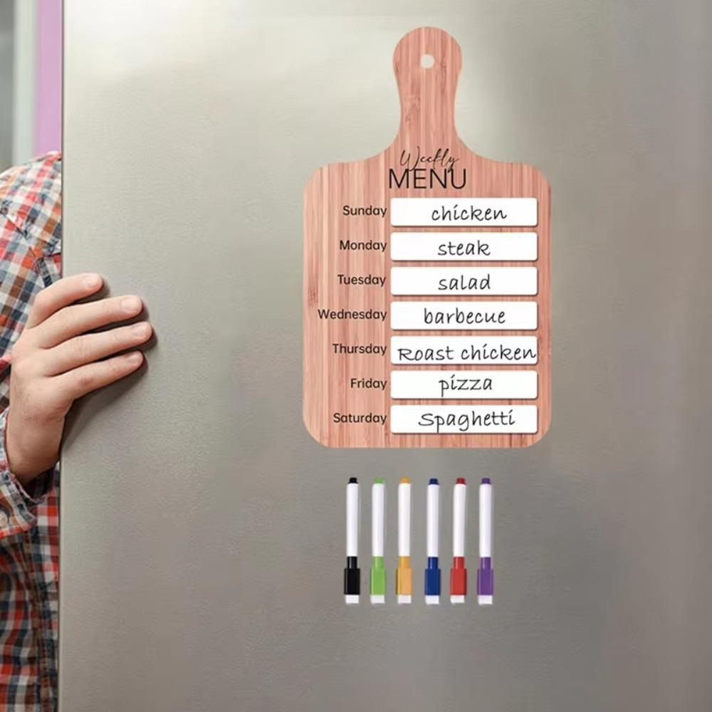 Wood Fridge Meal Planner with Pen Meal Prep Board Weekly Food Menu Board  Dinning Tale