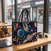 Vintage Space Planet Star Pattern Women Daily Tote Bag Casual Shopping Shoulder Handbag