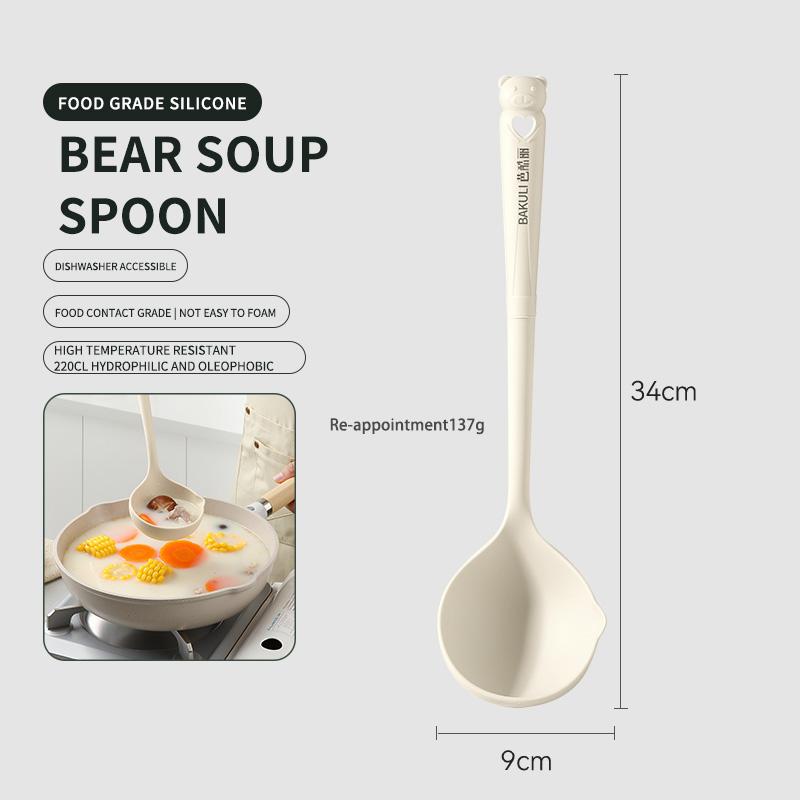 Набор для приготовления пищи Лопатка-гриб и суповая ложка Силиконовые кухонные принадлежности Приготовление пищи Ручка Неприлипающая кастрюля Набор кухонной посуды