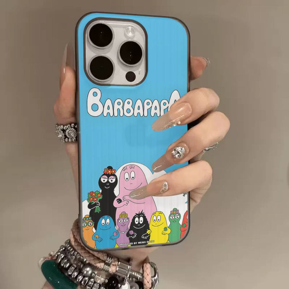 Мультяшный чехол для телефона Барбапапа для IPhone 17 16 15 14 13 12 11 Гофрированный матовый мягкий чехол Противоскользящий