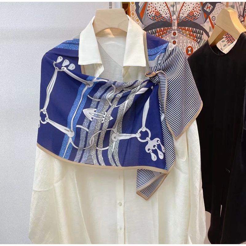 Silk Mulberry Silk Silk Scarf Plain And Elegant Water Ink Bamboo Silk Scarf Women'S Double Crepe Scarf Shawl