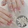 1 Bag Half Round Pearl Nail Charms White Pearls 3D Caviar Beads Manicure Supplies Flatback Pearl Decoration