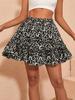 Rose Beauty A Базовые юбки Женские шорты Мини эластичные плиссированные юбки Леопардовый принт Оборка по низу A Расклешенная юбка