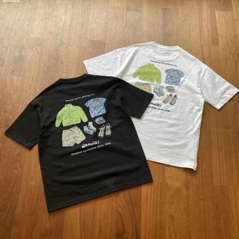 New Summer Outdoor Fashion Cotton Gramicci Tee Printed Streetwear Casual Crew Neck Unisex Short Sleeve Loose T Shirt Men Women