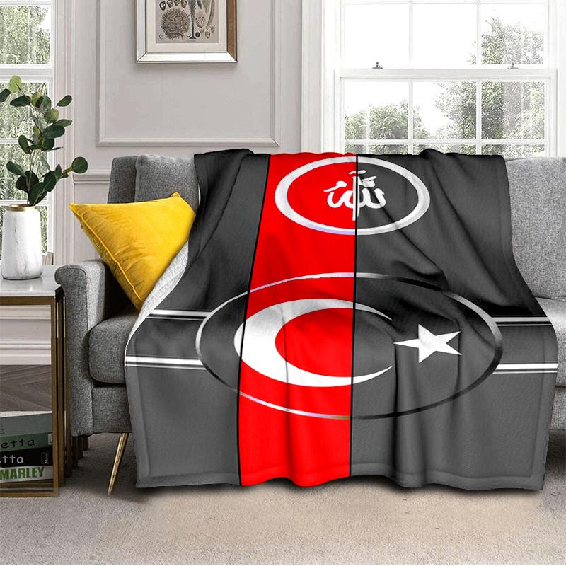 Turkish Flag Design Blanket Suitable for Sofas, Beds, Offices, And Camping - Perfect Gift for Halloween Christmas
