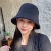 Autumn and Winter Solid Color Warm Hat for Women Japanese Simple Knitted Fisherman Hat Korean Face-showing Small Chenille Casual Basin Hat