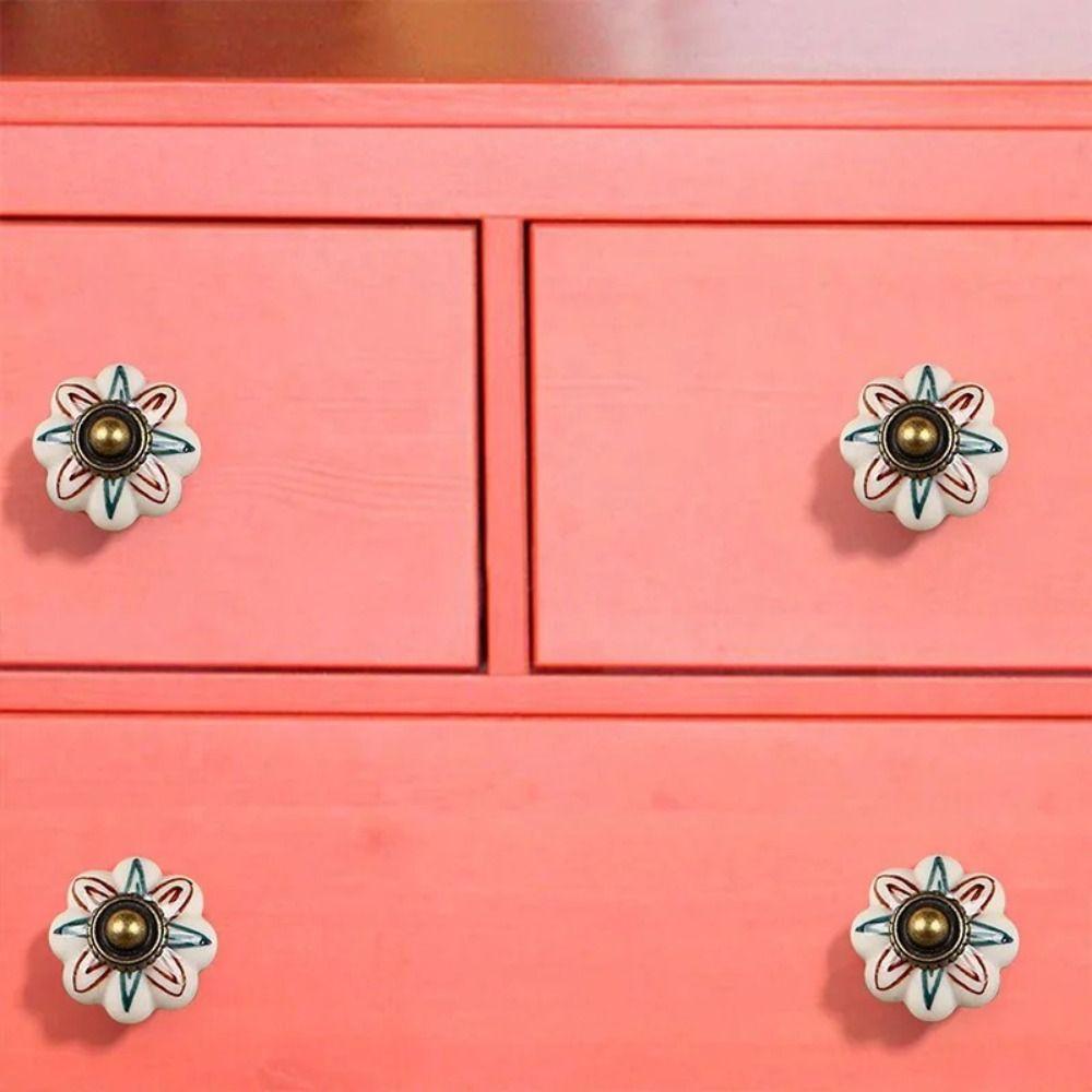 Керамика и сплавы Винтажная дверная ручка Разноцветная мебельная ручка-тыква для гардероба