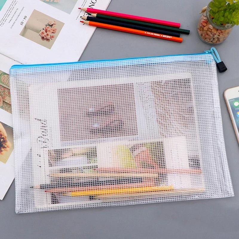 4/8 шт. сетчатая сумка для документов, водонепроницаемая папка на молнии на молнии A3/A4/A5/A6, школьные канцелярские принадлежности, пенал, сумки для хранения