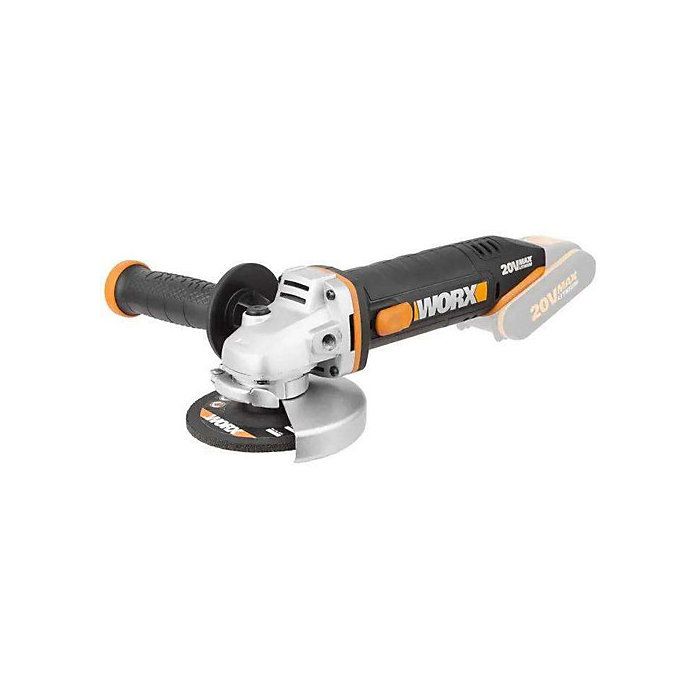 Worx Wx800.9 20 V Batterie Meuleuse D'angle, Blocage De Broche, Poignée Supplémentaire, Vitesse 8,600 Tr/min, Diamètre Du Disque