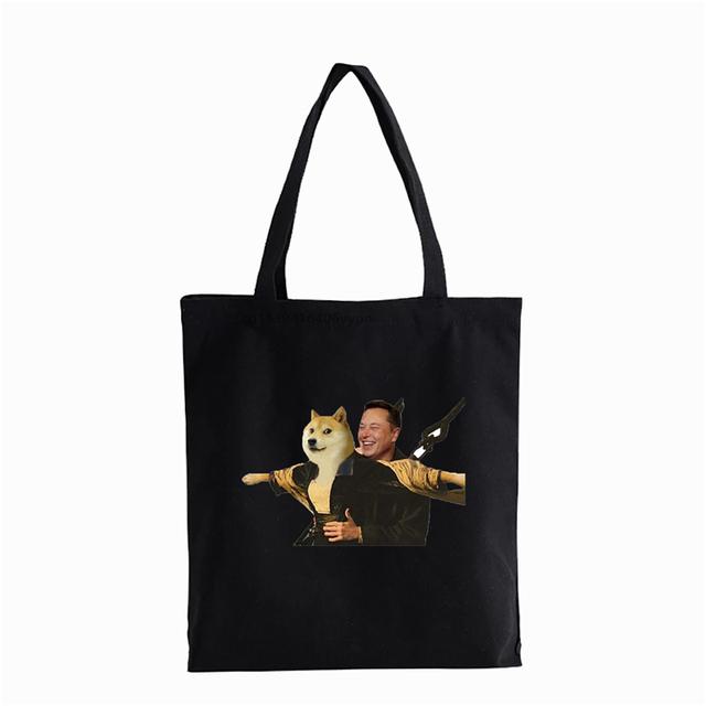 Сумка для покупок dogecoin and elon, мужская сумка на плечо Dogecoin Elon Musk, забавная женская сумка в стиле аниме, холщовая сумка Bolsas