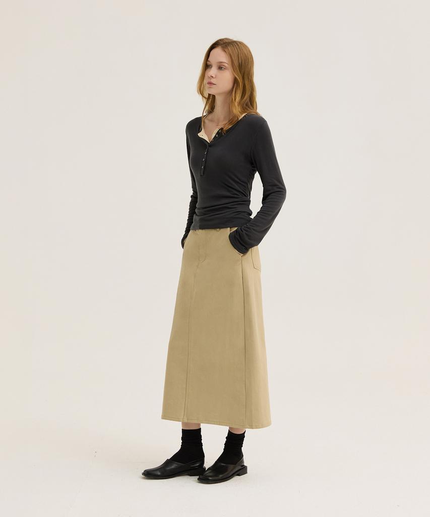 War For Woman W1103 Basic Long Skirt_Beige