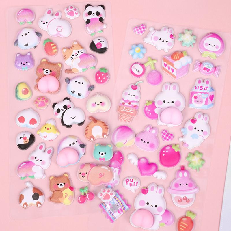 1Pc Cartoon 3D Animal Sticker Stereoscopic Cute Animals Relieve Stress Stickers DIY Phone Decoration Stickers Supplies TMZ