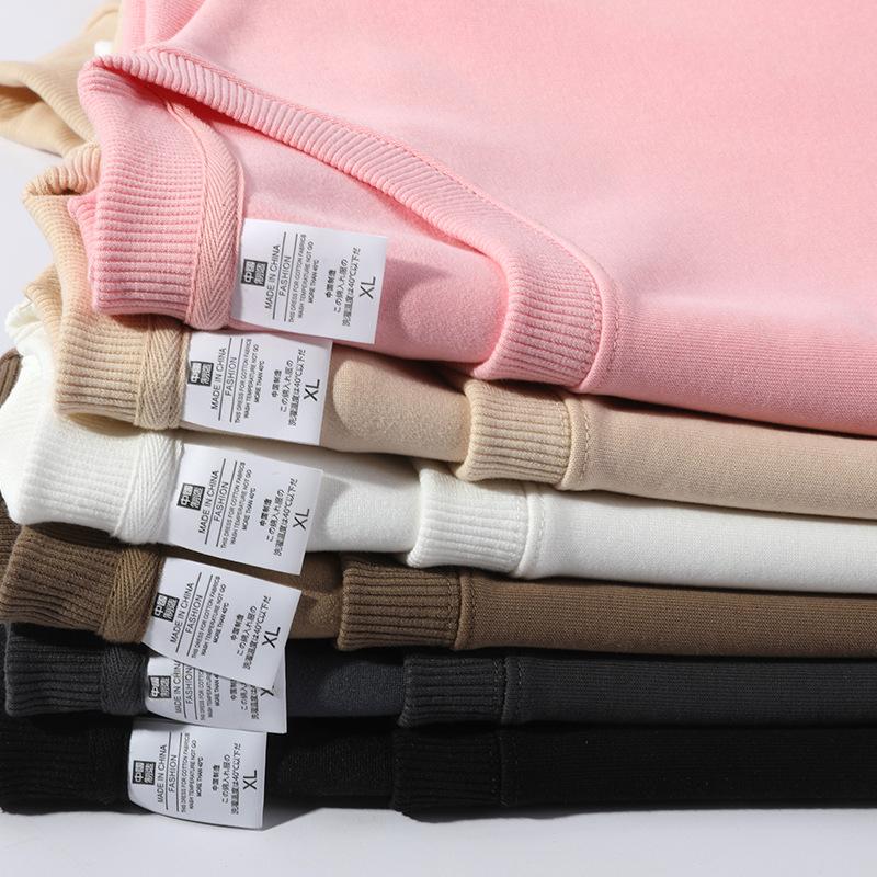 320 г Толстовка с круглым вырезом для мужчин и женщин, осенне-зимняя однотонная свободная футболка большого размера с длинным рукавом