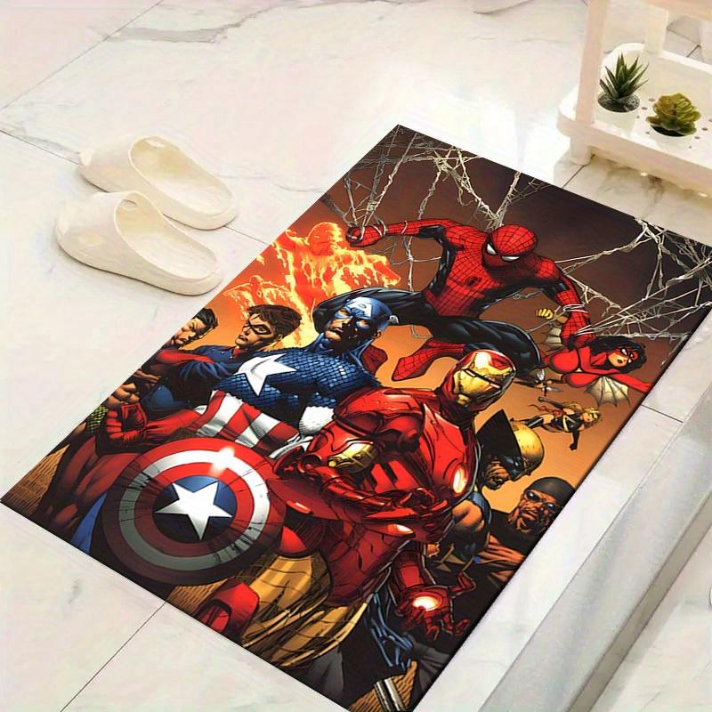 1 шт. Коврик для пола Marvel Мстители Супергерои, Нескользящий коврик, Дизайн с персонажами мультфильмов, Мягкий велюр, Декор для комнаты, Моющийся