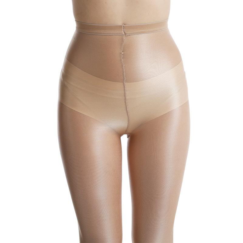 7 Высокоэластичные Колготки Большого Размера Блестящие со Штрипками Маслянисто-Блестящие Формирующие Телесного Цвета / Кофе Чулки Колготки Женские