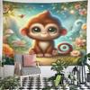 "Adorable Monkey in Enchanted Forest" Pattern Wall Hanging Tapestry Decorative Tapestry Home Decor for Bedroom and Living Room