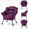 Lazy Chair, Relaxing Chair with Metal Frame and a Side Pocket, Simple Style Comfy Chairs for Bedrooms Living Room Balcony