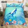 3D Octopus Sea Turtle Duvet Cover Retro Sailboat Crab Reptile Bedding Set Marine Mediterranean Style Jellyfish Comforter Cover