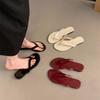 Flip-flops Casual Red Small Soft-soled French Summer New Flat-bottomed Cool Slippers Women's Wear 2025 Shoes