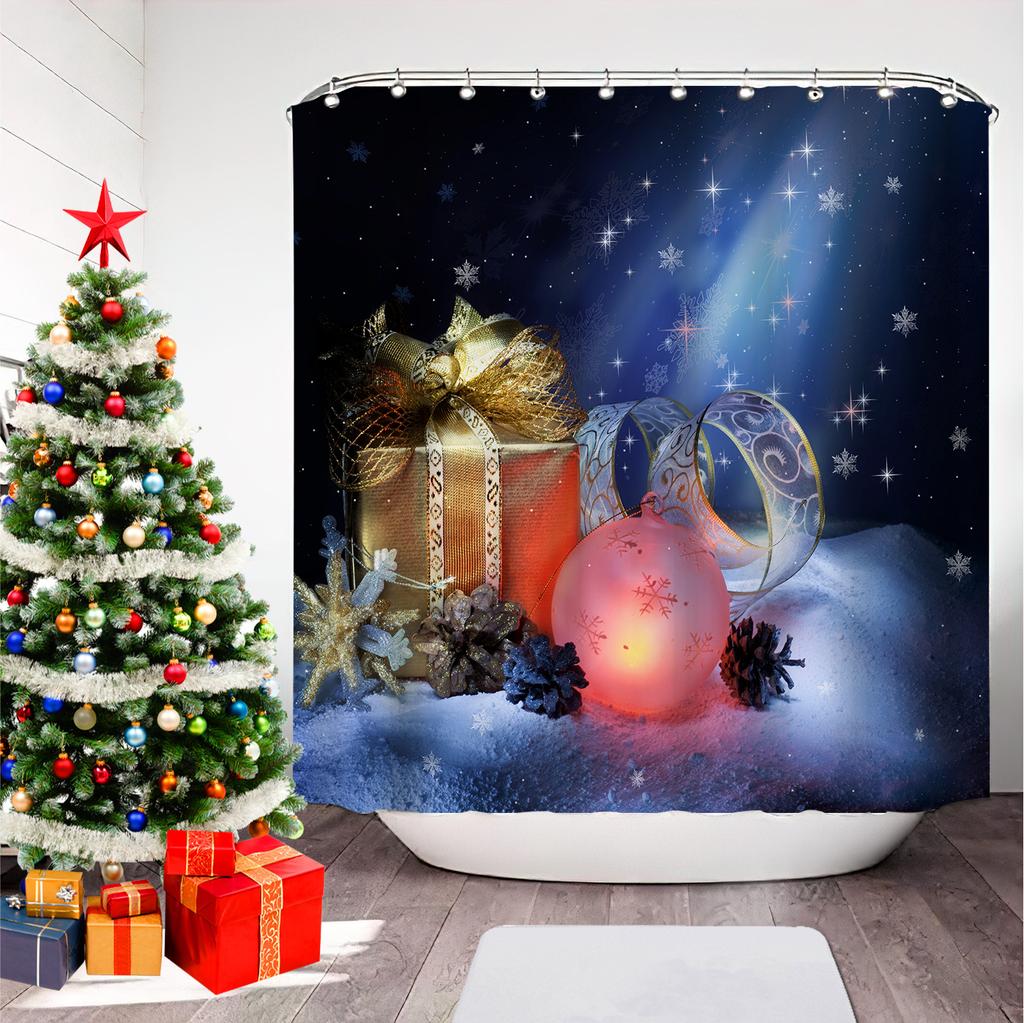 GAEChristmas Печатная Шторка для Ванной Душа Снеговик Санта-Клаус Водонепроницаемая Полиэстеровая Шторка Домашний Декор Окно Рождество