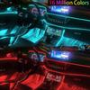 6-в-1 Неоновый RGB Светодиодный Комплект Освещения Салона Автомобиля Оптоволокно с Приложением Управление Звуком Множество Режимов Авто Декоративная Лампа