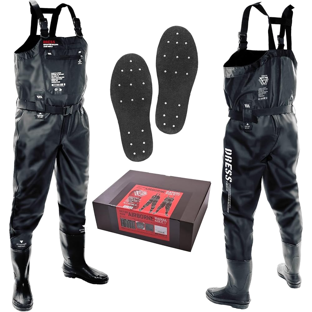 Airborne Felt Spike Chest High Waders Size L 170-175 cm Boot Size 27 cm for Disaster Preparedness