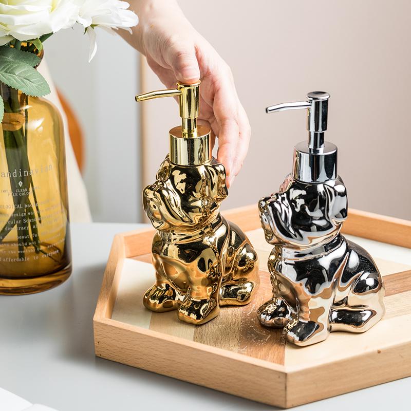 280ml Liquid Soap Dispensers Creative puppy shower gel bottle Toilet ceramic hand sanitizer bottle Press sub bottle lotion