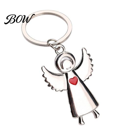 Zinc Alloy Key Holder Angel Keychain for Women Men, Love Heart Lightweight Pendant Car Ring, Handbags Charm Decorative Accessories Shape