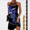 Летнее модное сексуальное платье без рукавов, мягкое повседневное платье с 3D синим светлым принтом, платье на бретельках без рукавов, летнее платье на подтяжках