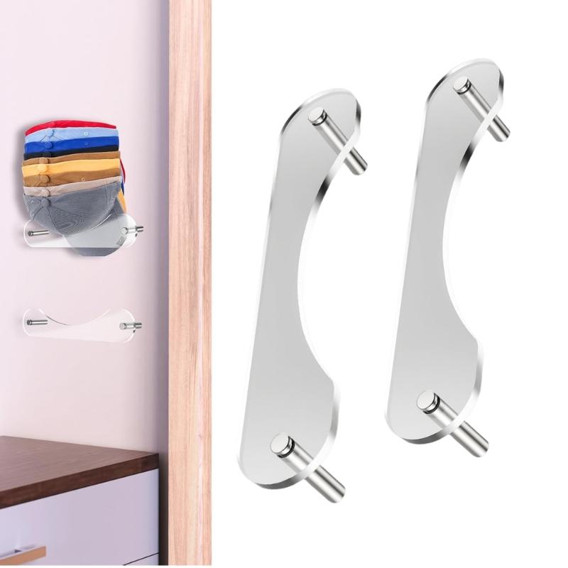 Multipurpose Baseball Hat Storage Solution with Adhesive Backing or Screw Mounting for Smooth Surfaces Wall Mounted