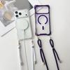 Магнитный Чехол Для iPhone 17 Pro Max 16 13 12 11 14 15 Plus Magsafe Ударопрочный Четыре Угла Ремешок Через Плечо Шнурок Прозрачный Чехол