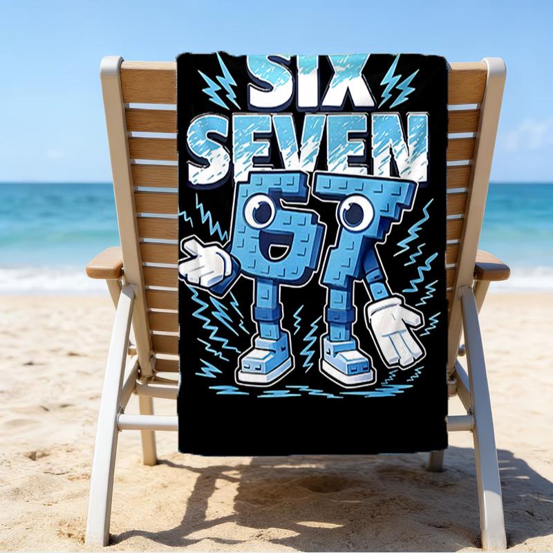 Space Adventure With Six Seven 67 Microfiber Beach Towel, Lightweight And Quick-Dry, for Summer Travel, Beach Essential, Swimming Pool Outdoor