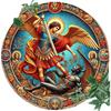 D Flat Винтажная Круглая Архангел Михаил Повергает Демона Металлическое Настенное Искусство x Дюймов Алюминиевый Жестяной Знак