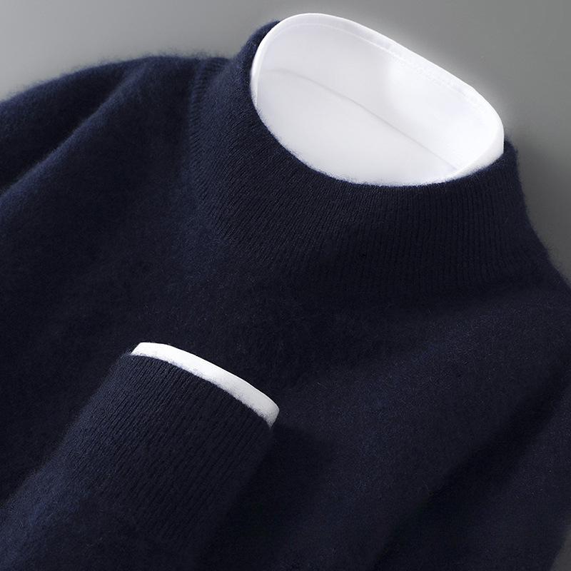 Мужской джемпер из чистой шерсти с полувысоким воротником и кашемиром – Осенне-зимний Business Casual