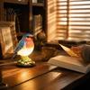 Nature Inspired Desk Accessory Cozy Bird Resin Table Lamp, Rustic Night Light for Bedroom, Cute Non Dazzling Bedside Animal Sculpture Decor with Warm