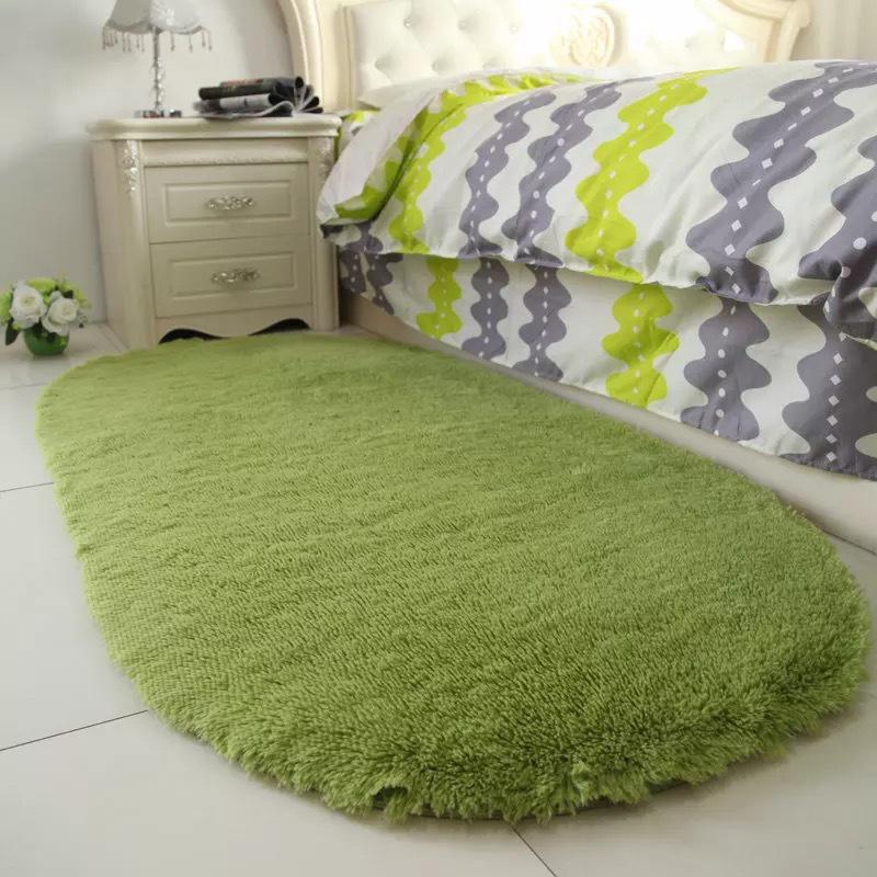Bedroom Decoration Anti-Slip Home Oval Fluffy Soft Plush Carpet Floor Mat Area Rugs Bedside Shaggy