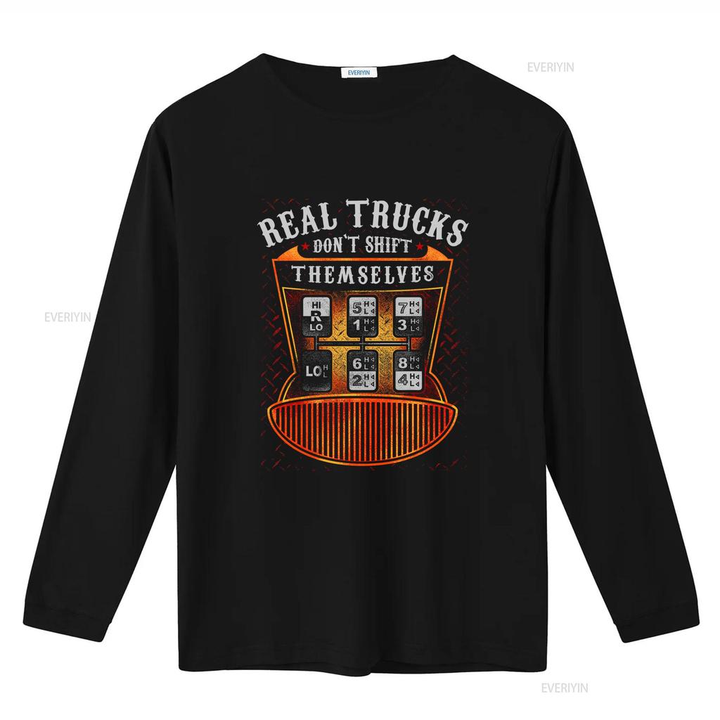 Vintage Trucker Funny Real Trucks Dont Shift Themselves Unisexual Gear Print Casual T Shirt vintage Washed designer clothes