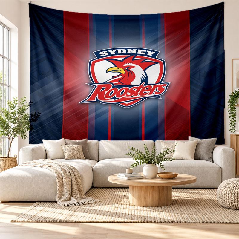 Sydney Roosters Wall Tapestry, Soft Fabric Wall Hanging, Decorative Backdrop For Bedroom Home Wall Art