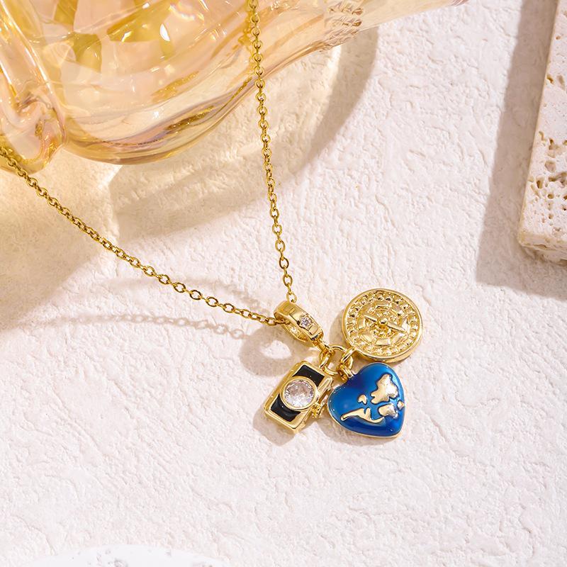 Trendy European & American Pendant Necklace with Camera, Lipstick, Bear, Airplane & High Heels Charms