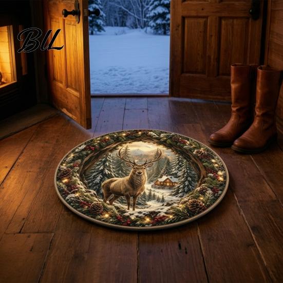 Anti Skid Bathroom Mat Christmas 3D Illusion Rug, Black Hole Vortex Visual Effect Mat, Non-Slip Unique Design Holiday Door Machine Washable
