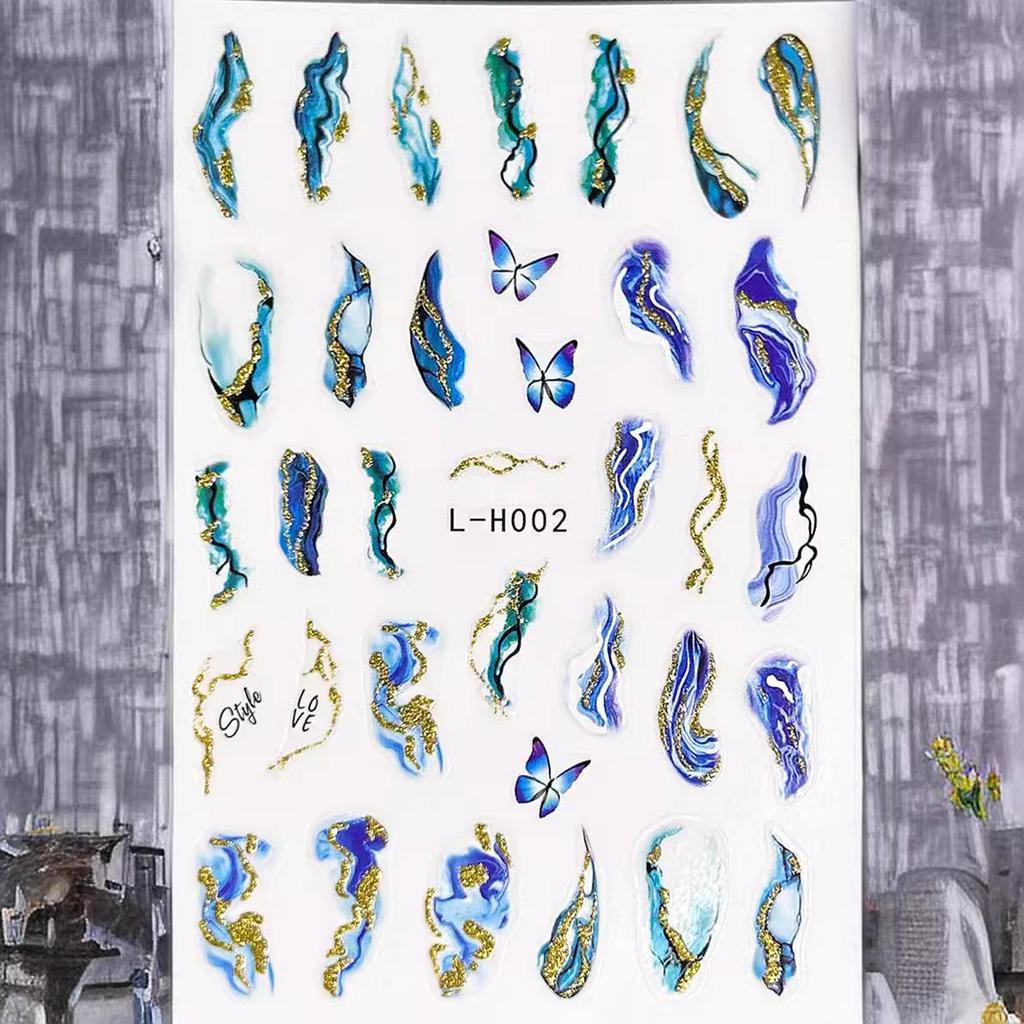 3D золотые наклейки для ногтей цветочные растения наклейки для ногтей цветочные мраморные цветочные ползунки маникюрные украшения