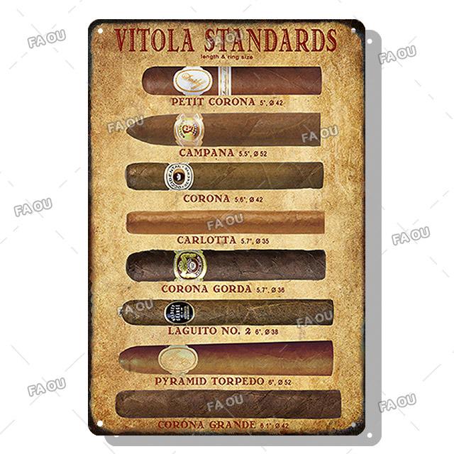 Сигары Винтажные металлические плакаты Виски Ретро жестяные вывески Бар Кафе Настенное искусство Декоративная табличка Современный дом Декор гостиной Эстетика