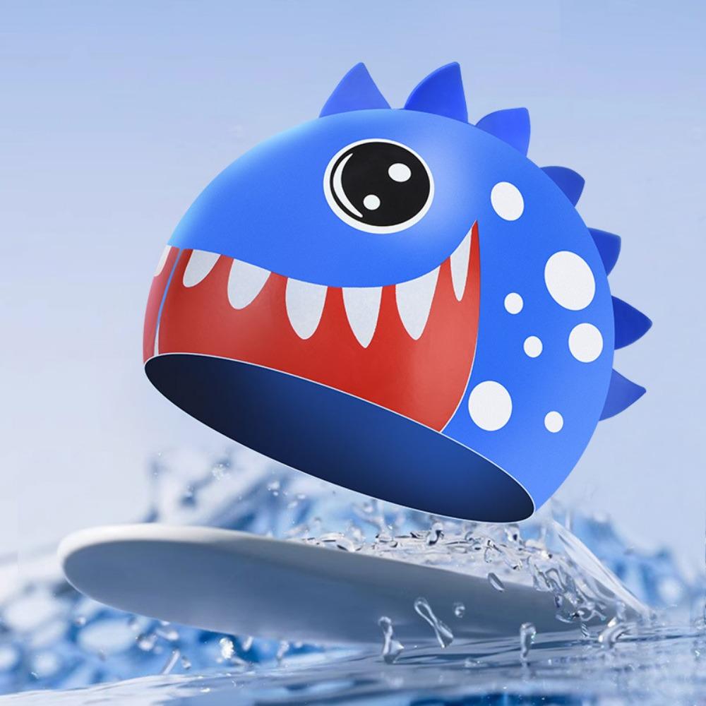 Waterproof Silicone Swimming Hat Shark Printed Swimming Cap Children's Swimming Cap Water Sports