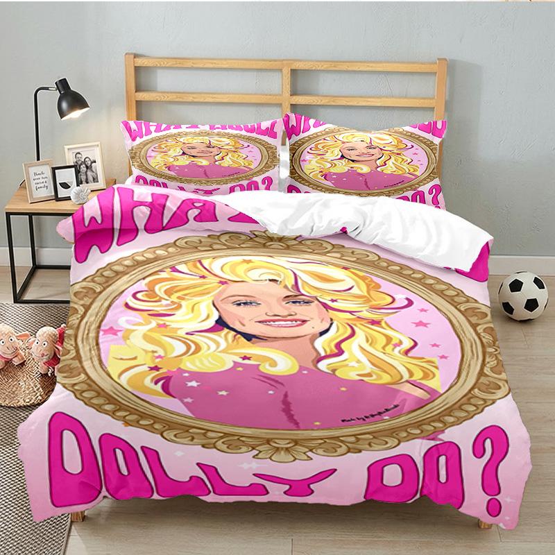 Dolly-Parton Leopard Print 3pcs Bedding Set,Including 1pc Duvet Cover And 2pcs Pillowcases Perfect Gift for Christmas,Ideal for Bedroom, Dormitory